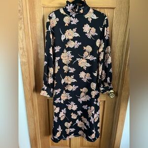 Who What Wear Black Floral Long Sleeve Dress